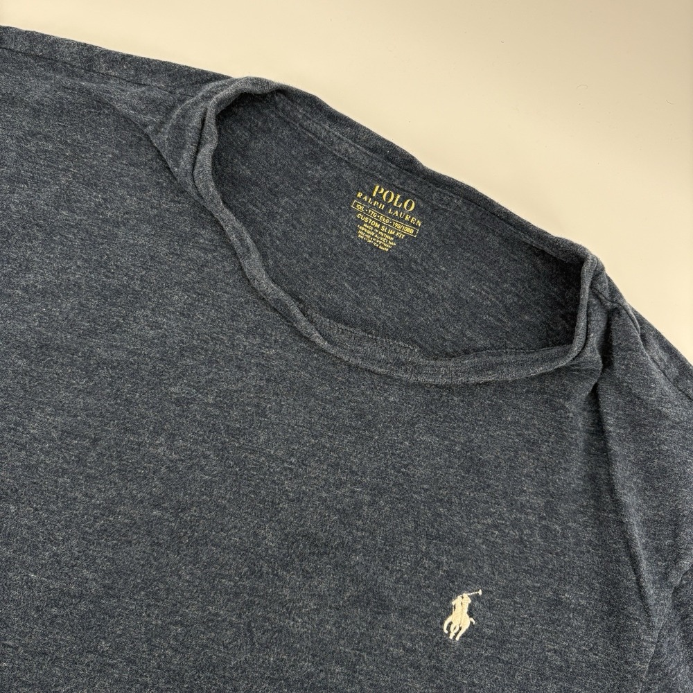Polo Ralph Lauren Shirt XXL‎ Men's Blue White Pony Custom Slim Fit Tee